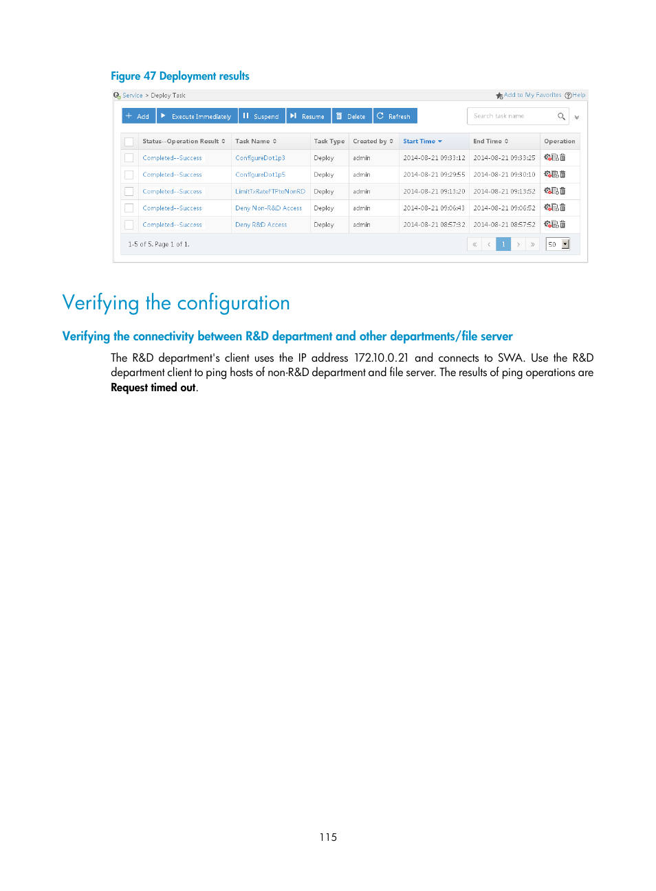 Verifying the configuration | H3C Technologies H3C Intelligent Management Center User Manual | Page 123 / 129