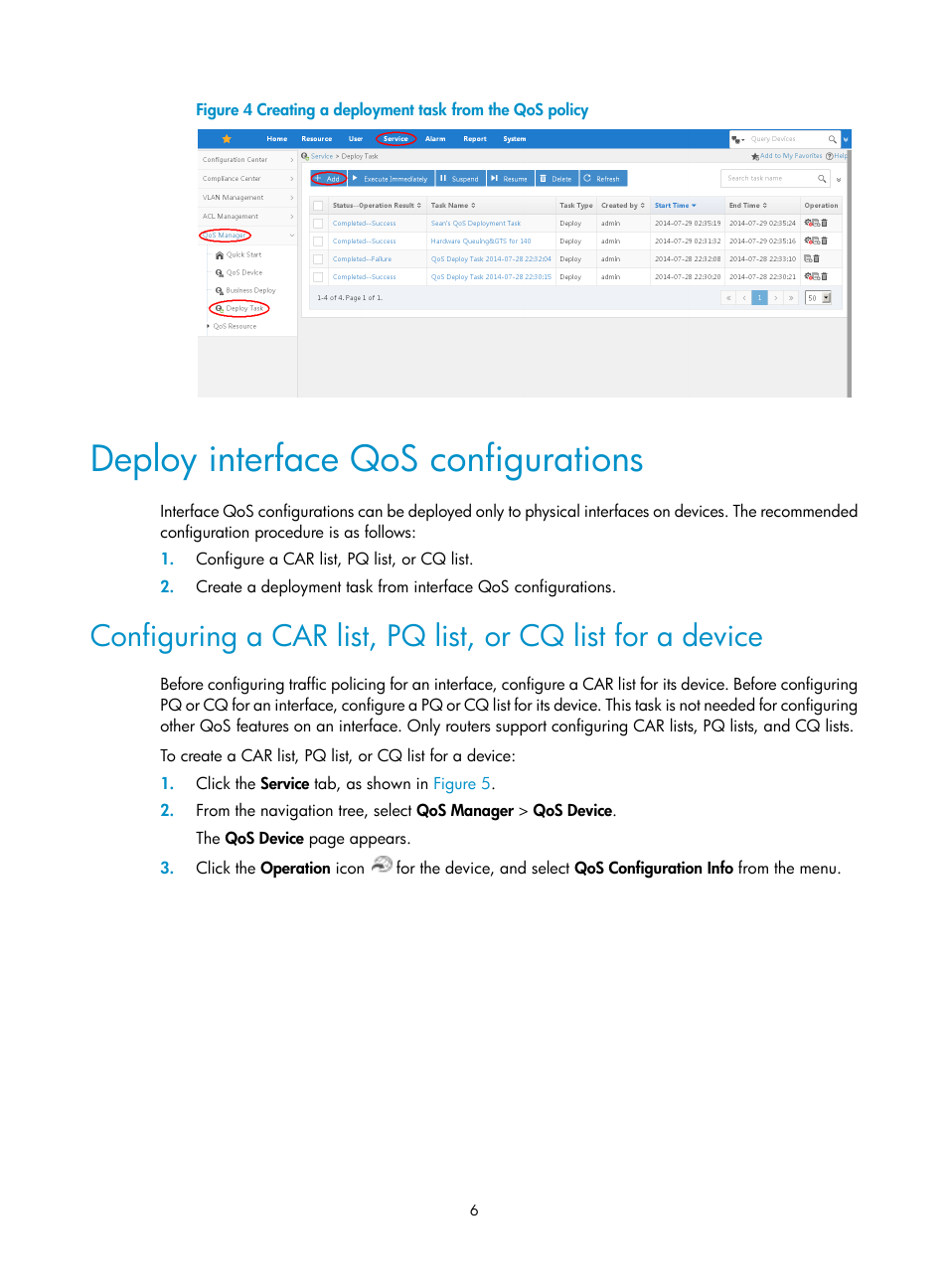 Deploy interface qos configurations, Own in, Figure 4 | H3C Technologies H3C Intelligent Management Center User Manual | Page 14 / 129