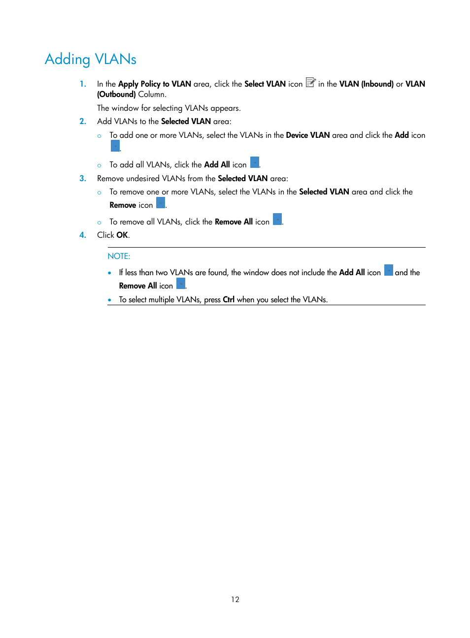 Adding vlans | H3C Technologies H3C Intelligent Management Center User Manual | Page 20 / 129