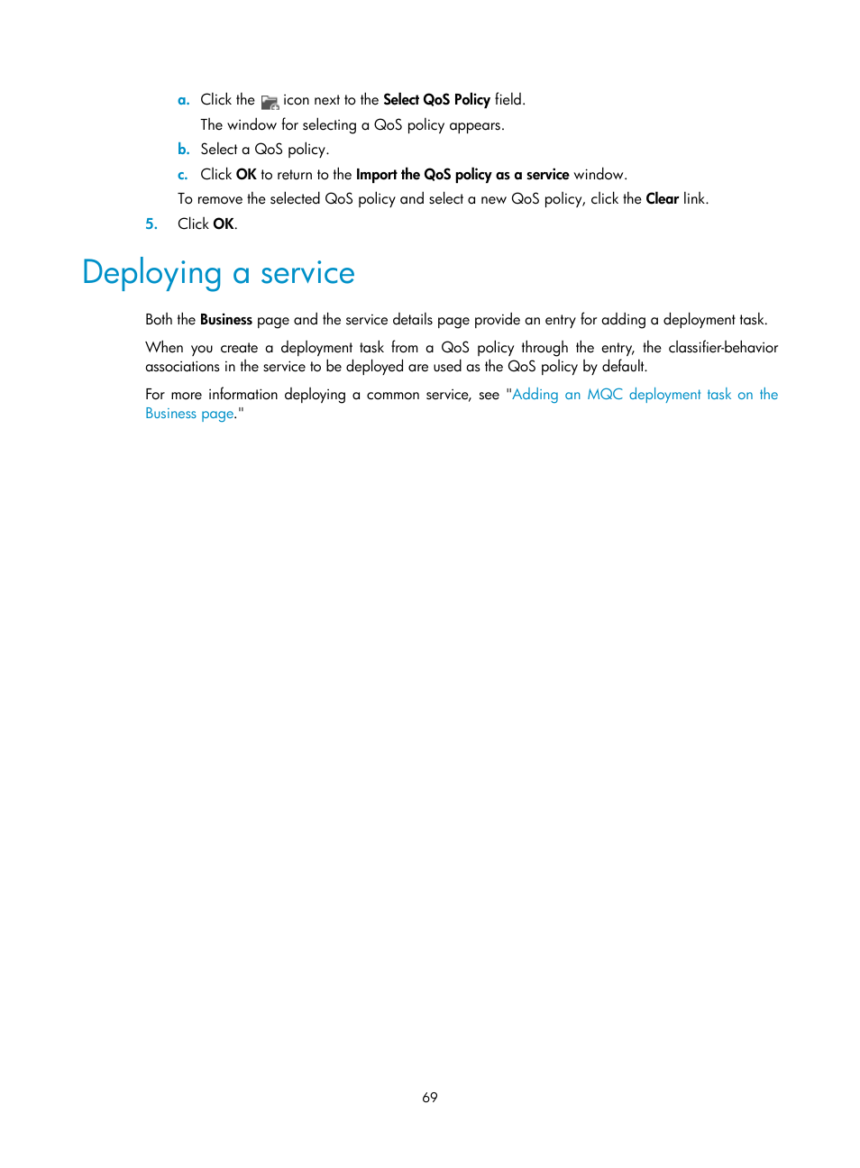 Deploying a service | H3C Technologies H3C Intelligent Management Center User Manual | Page 77 / 129