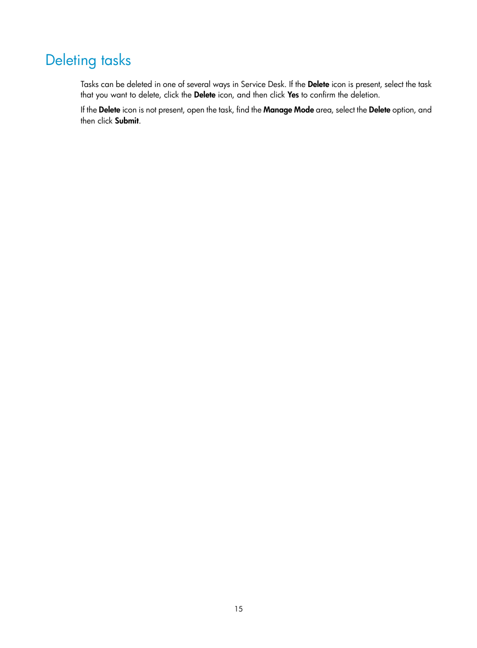 Deleting tasks | H3C Technologies H3C Intelligent Management Center User Manual | Page 23 / 105