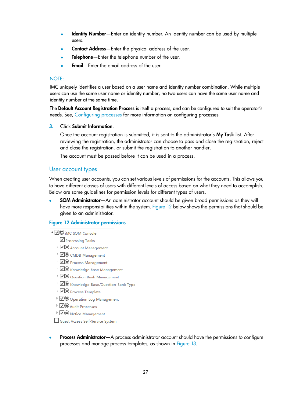 User account types | H3C Technologies H3C Intelligent Management Center User Manual | Page 35 / 105