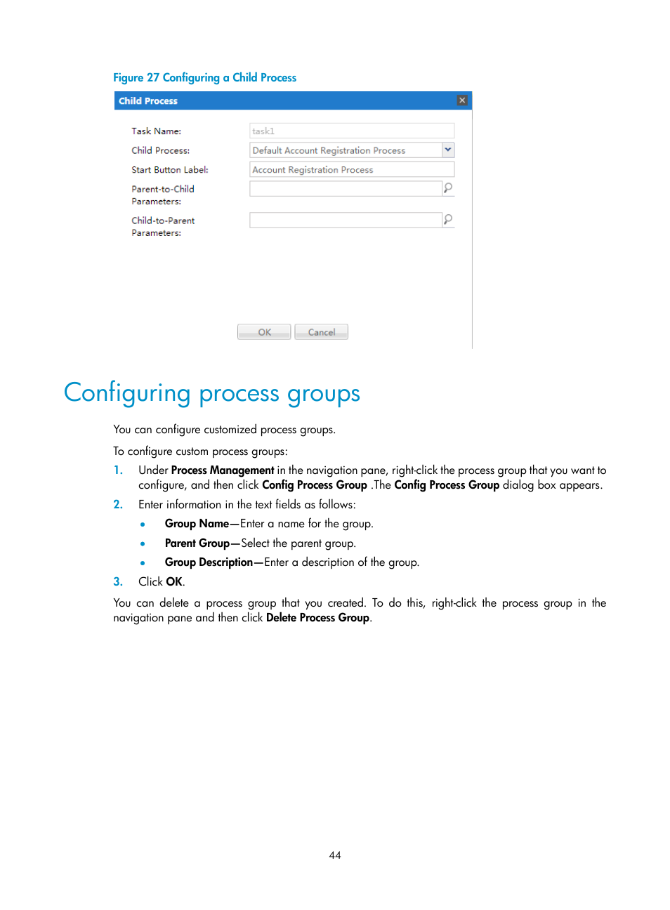 Configuring process groups | H3C Technologies H3C Intelligent Management Center User Manual | Page 52 / 105