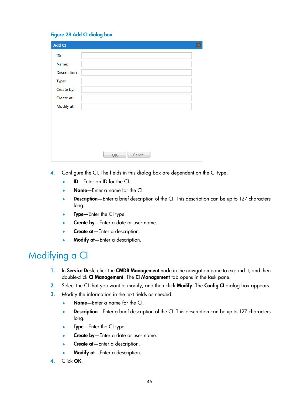 Modifying a ci | H3C Technologies H3C Intelligent Management Center User Manual | Page 54 / 105