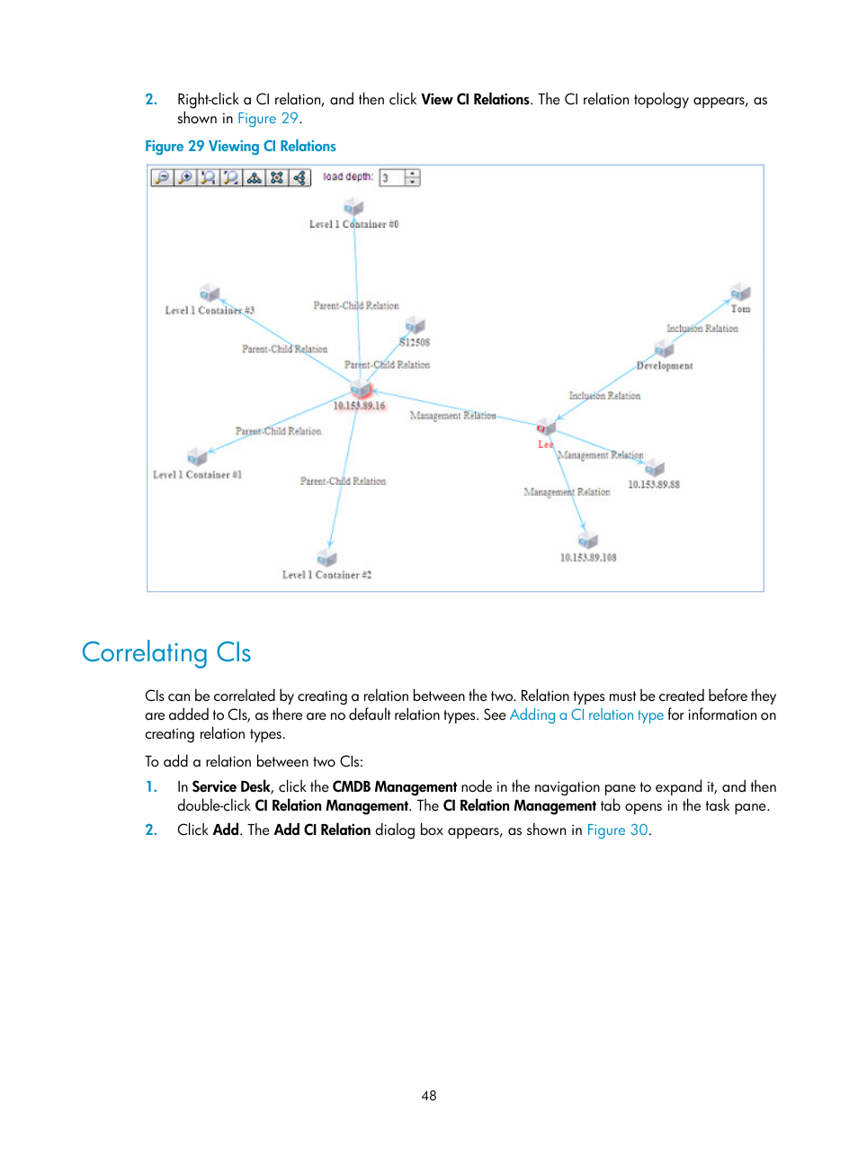 Correlating cis | H3C Technologies H3C Intelligent Management Center User Manual | Page 56 / 105