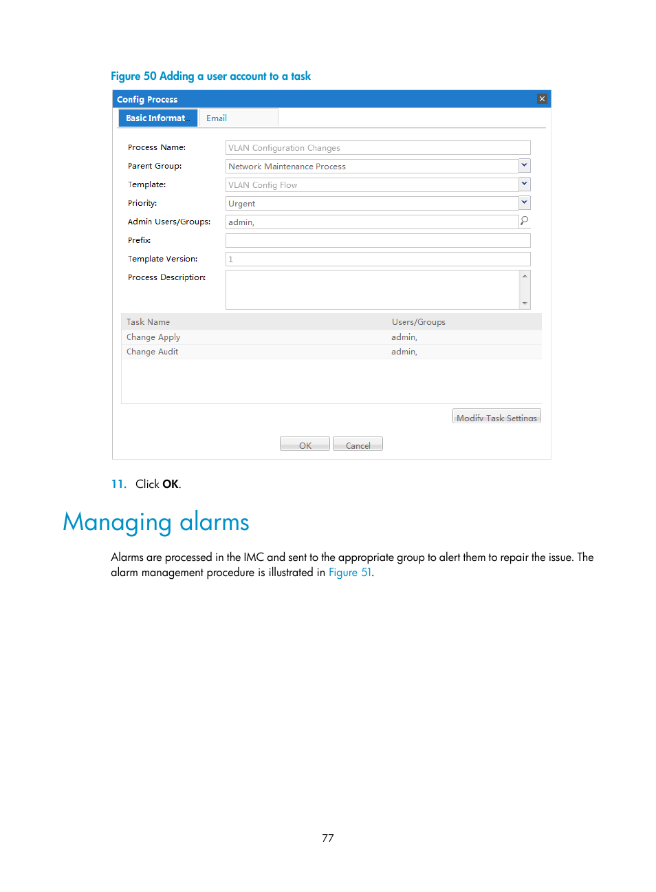 Managing alarms | H3C Technologies H3C Intelligent Management Center User Manual | Page 85 / 105