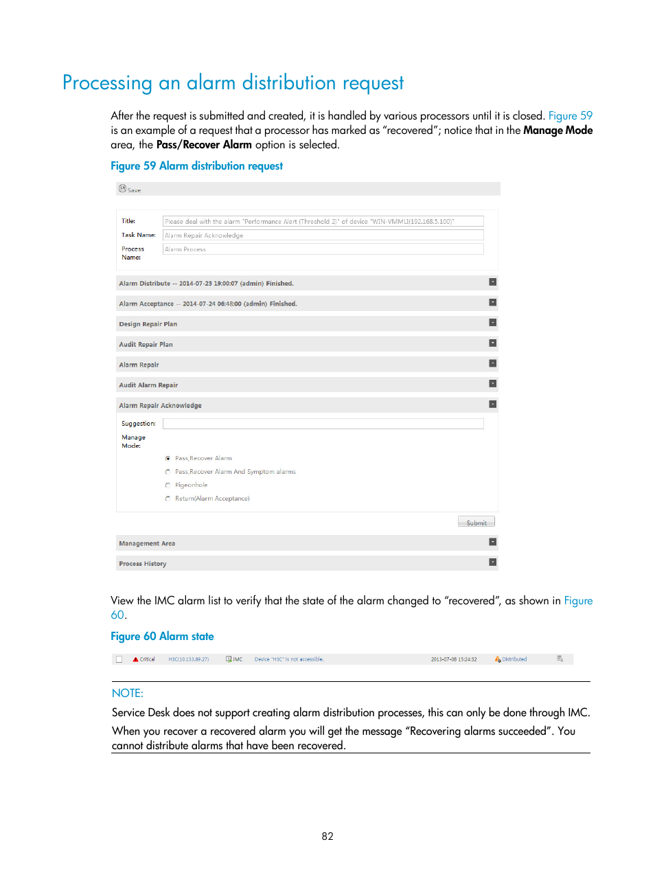 Processing an alarm distribution request | H3C Technologies H3C Intelligent Management Center User Manual | Page 90 / 105