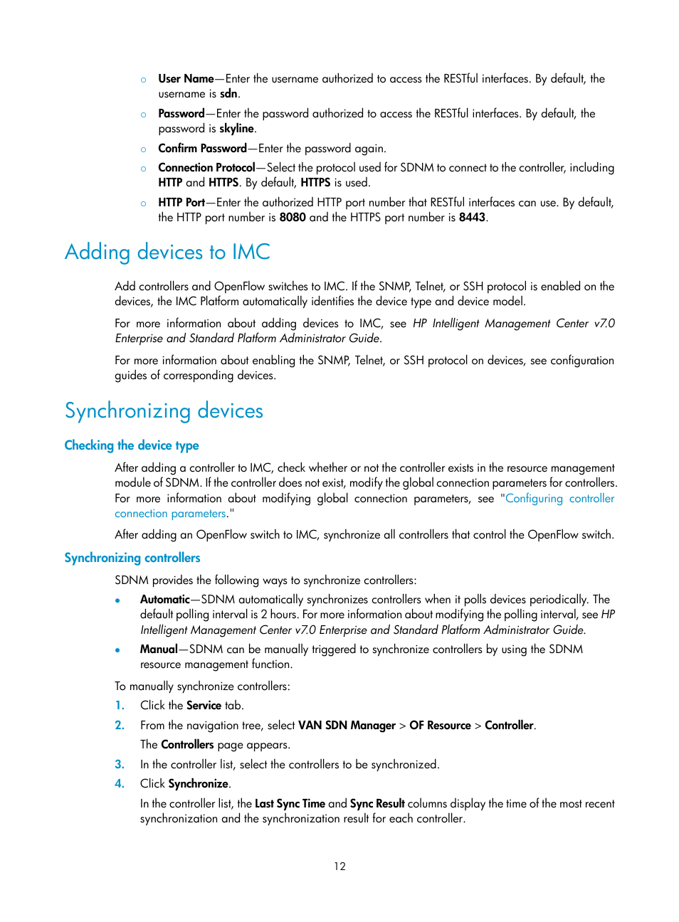 Adding devices to imc, Synchronizing devices, Checking the device type | Synchronizing controllers | H3C Technologies H3C Intelligent Management Center User Manual | Page 22 / 137