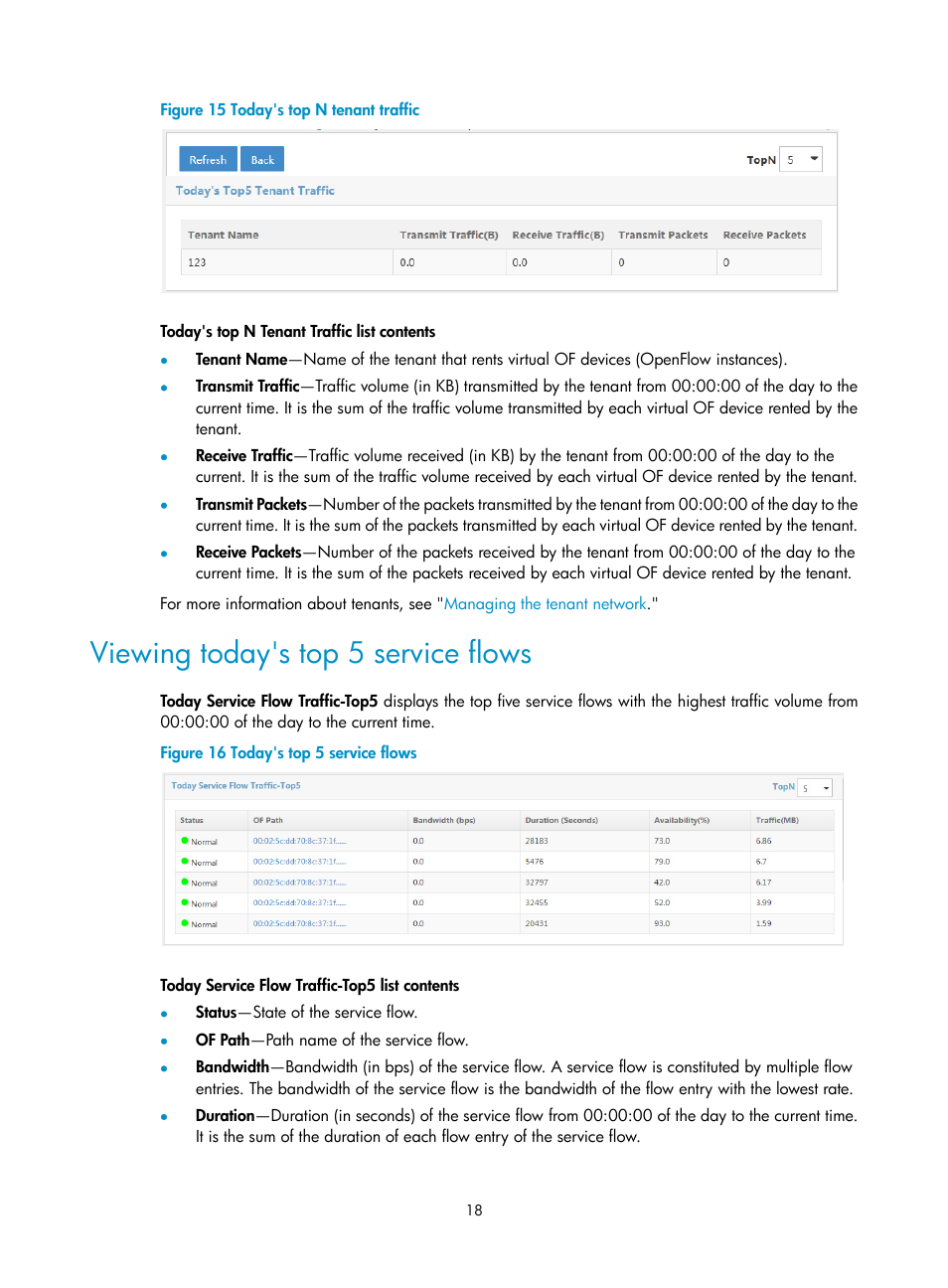 Viewing today's top 5 service flows | H3C Technologies H3C Intelligent Management Center User Manual | Page 28 / 137