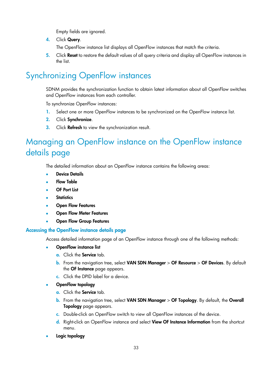 Synchronizing openflow instances | H3C Technologies H3C Intelligent Management Center User Manual | Page 43 / 137