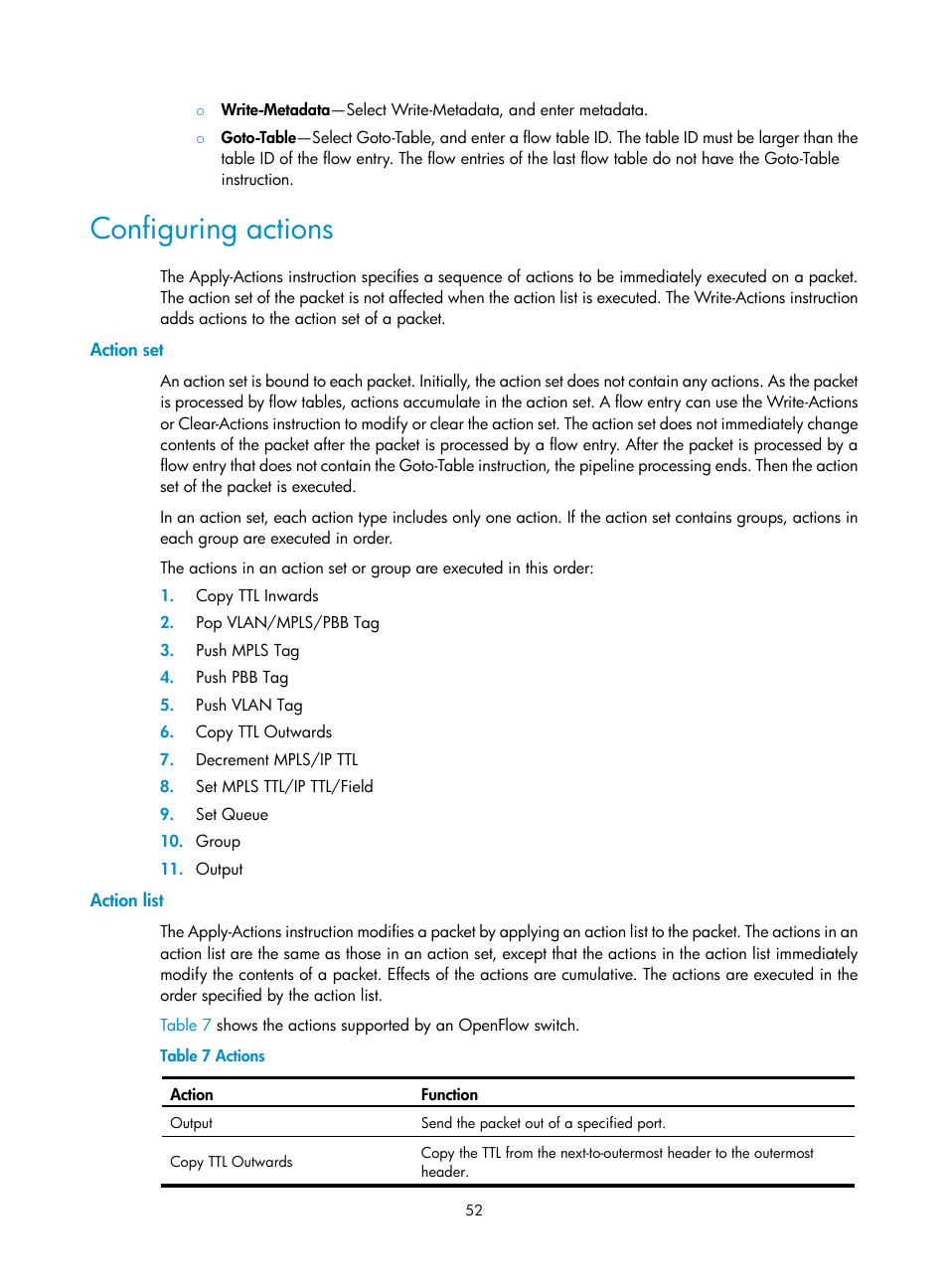 Configuring actions, Action set, Action list | H3C Technologies H3C Intelligent Management Center User Manual | Page 62 / 137