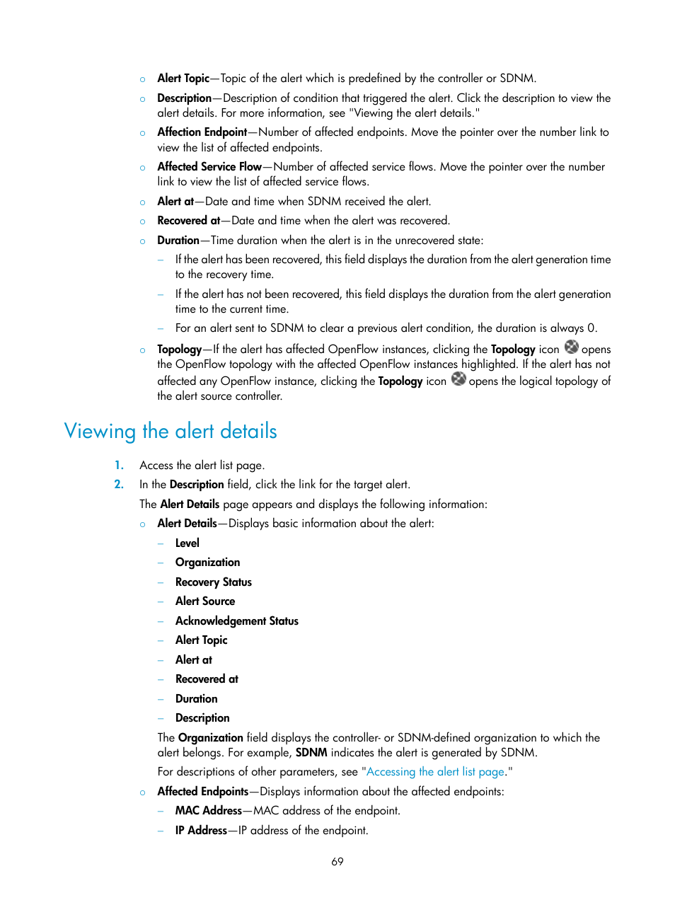 Viewing the alert details | H3C Technologies H3C Intelligent Management Center User Manual | Page 79 / 137