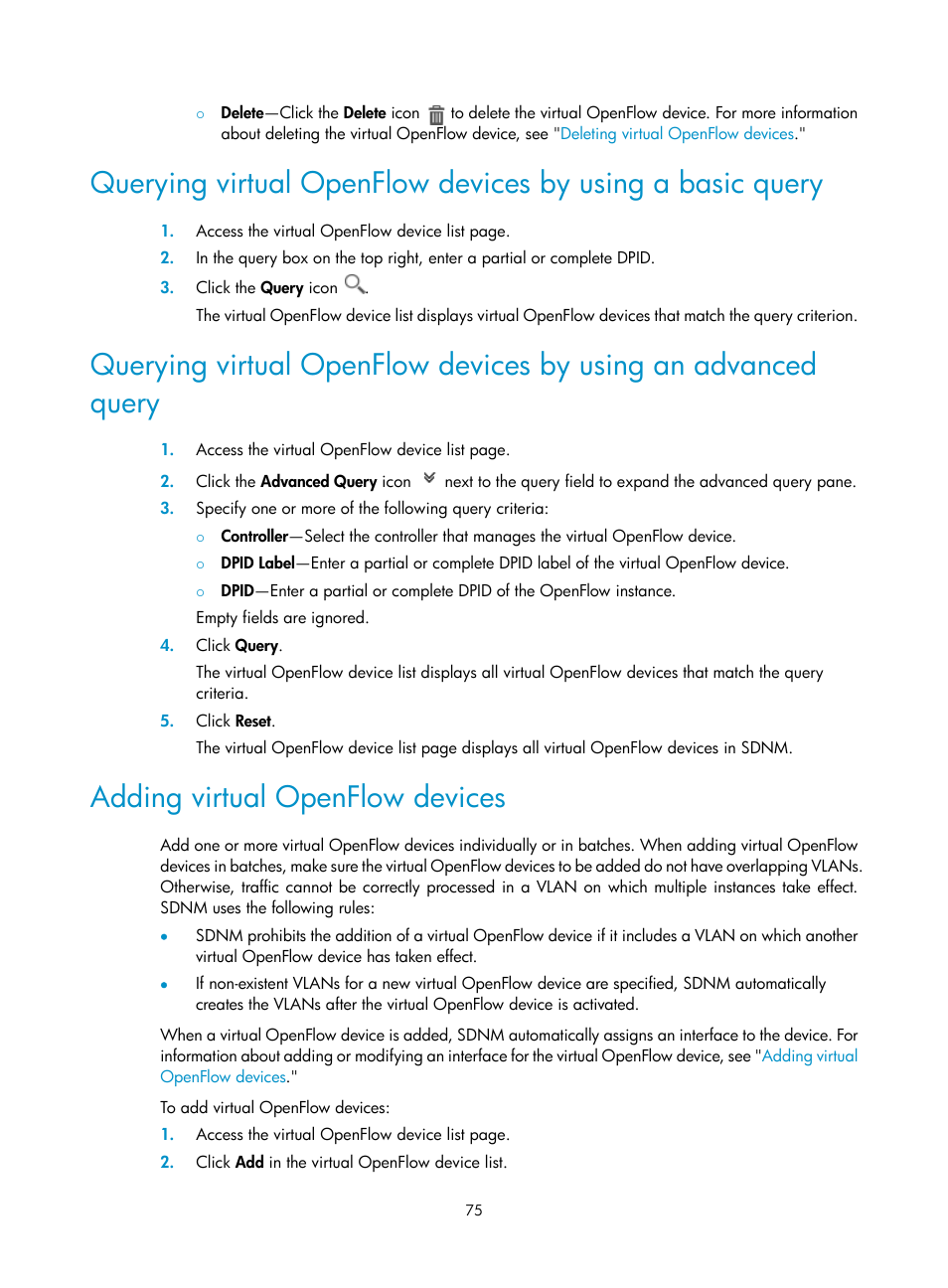 Adding virtual openflow devices, Adding virtual, Openflow devices | H3C Technologies H3C Intelligent Management Center User Manual | Page 85 / 137