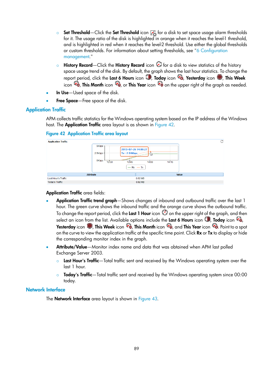 Application traffic, Network interface | H3C Technologies H3C Intelligent Management Center User Manual | Page 103 / 740