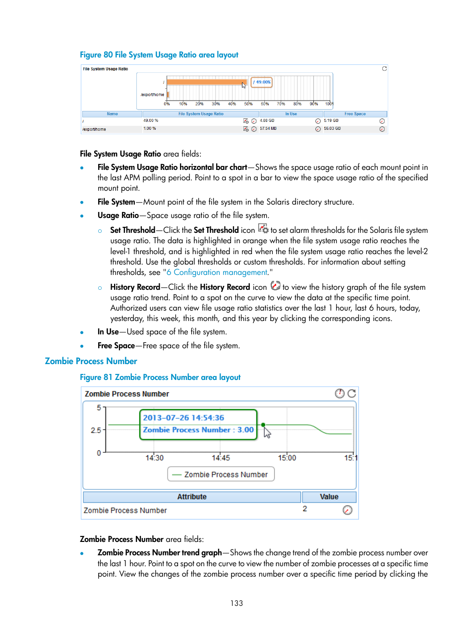 Zombie process number | H3C Technologies H3C Intelligent Management Center User Manual | Page 147 / 740