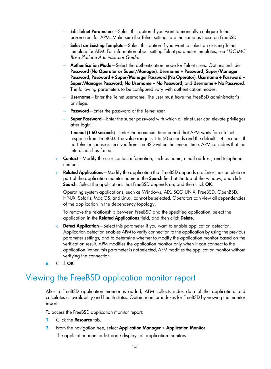 Viewing the freebsd application monitor report | H3C Technologies H3C Intelligent Management Center User Manual | Page 155 / 740