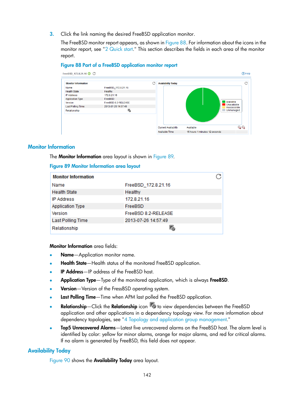 Monitor information, Availability today | H3C Technologies H3C Intelligent Management Center User Manual | Page 156 / 740
