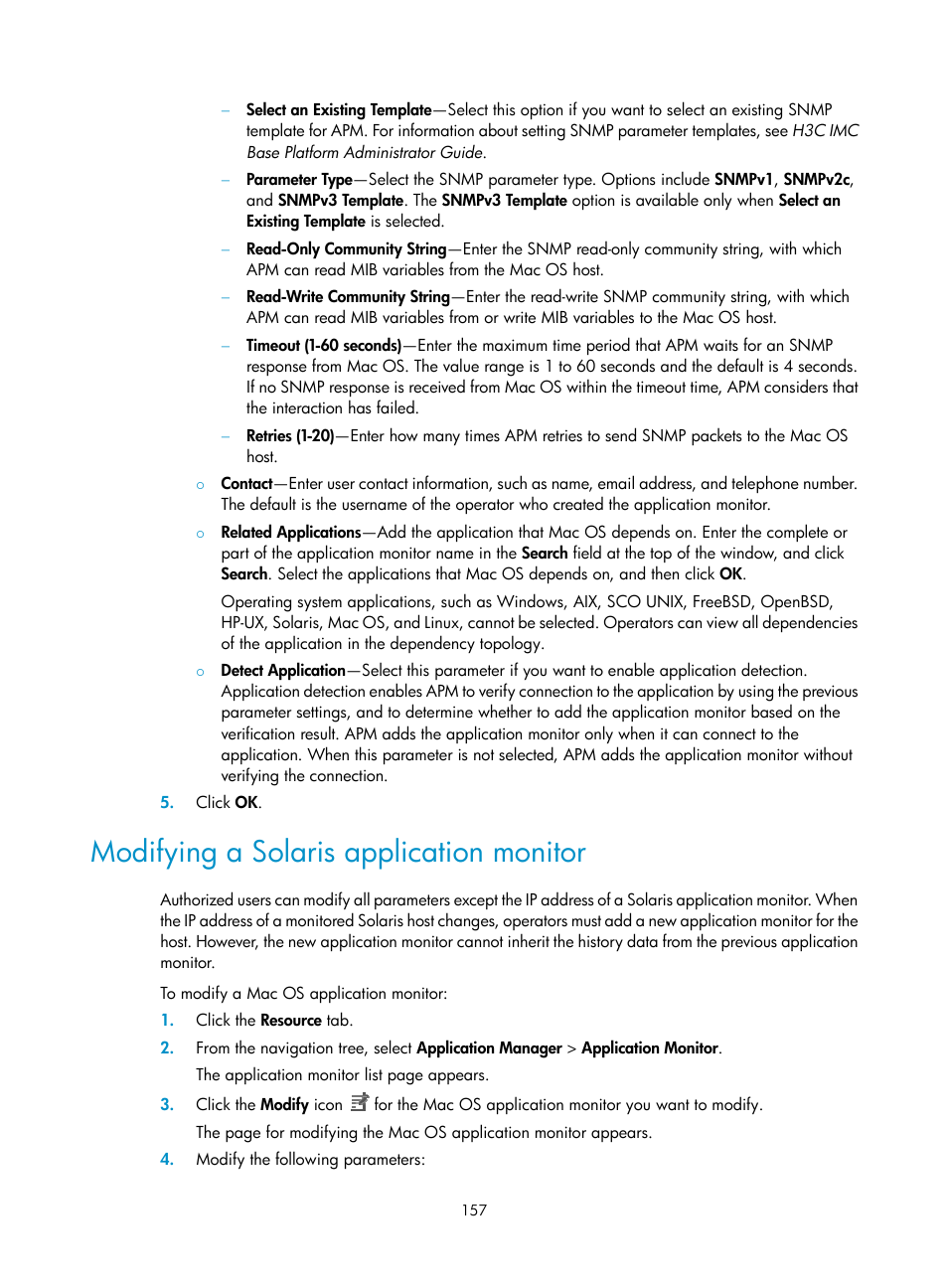 Modifying a solaris application monitor | H3C Technologies H3C Intelligent Management Center User Manual | Page 171 / 740