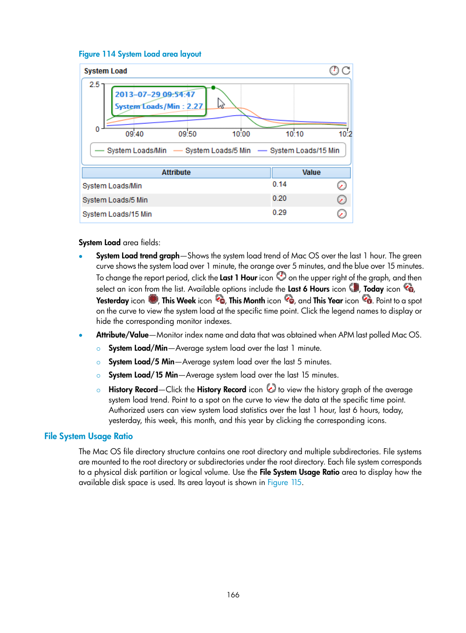File system usage ratio | H3C Technologies H3C Intelligent Management Center User Manual | Page 180 / 740