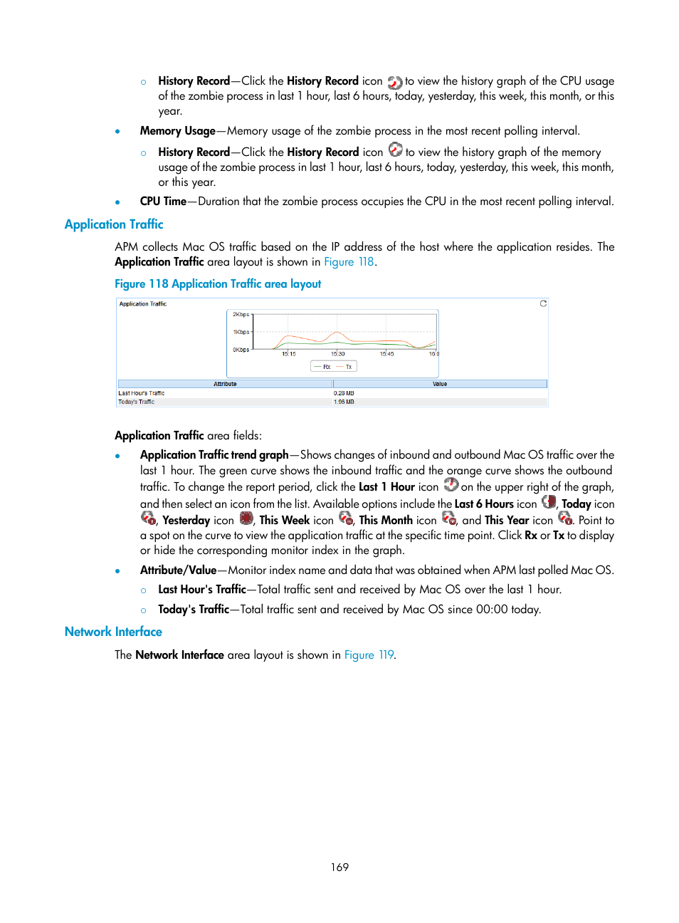 Application traffic, Network interface | H3C Technologies H3C Intelligent Management Center User Manual | Page 183 / 740