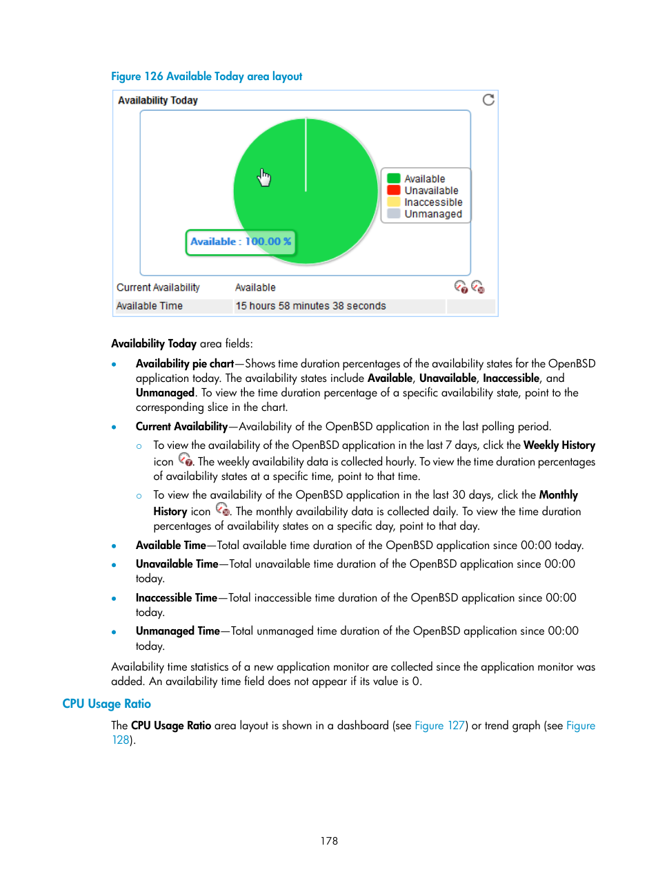 Cpu usage ratio, N in, Figure 126 | H3C Technologies H3C Intelligent Management Center User Manual | Page 192 / 740