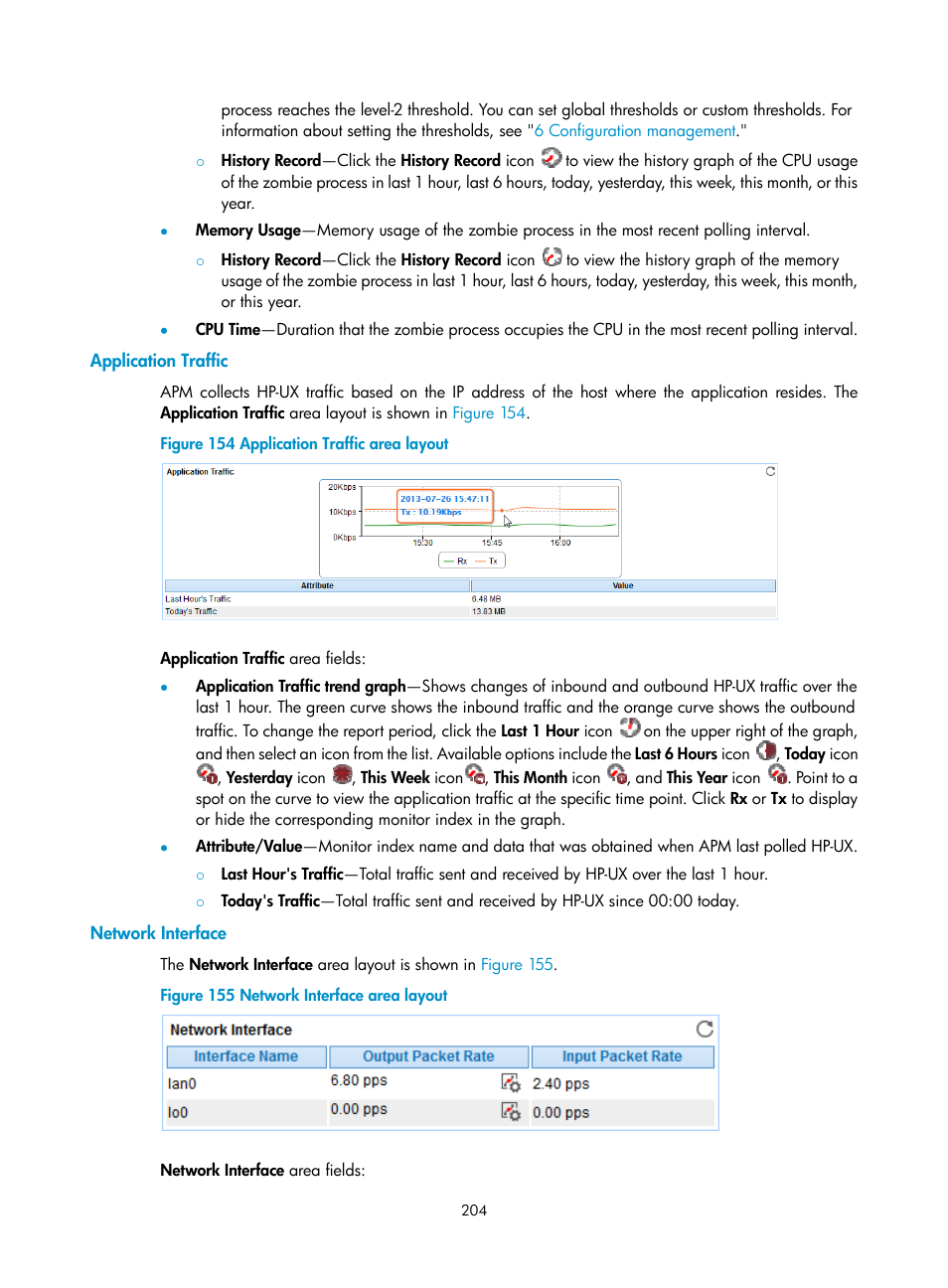 Application traffic, Network interface | H3C Technologies H3C Intelligent Management Center User Manual | Page 218 / 740