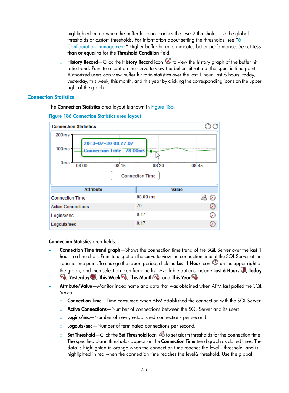 Connection statistics | H3C Technologies H3C Intelligent Management Center User Manual | Page 250 / 740