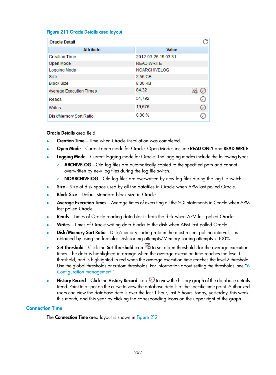 Connection time | H3C Technologies H3C Intelligent Management Center User Manual | Page 276 / 740