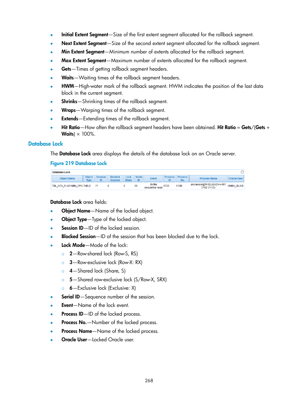 Database lock | H3C Technologies H3C Intelligent Management Center User Manual | Page 282 / 740