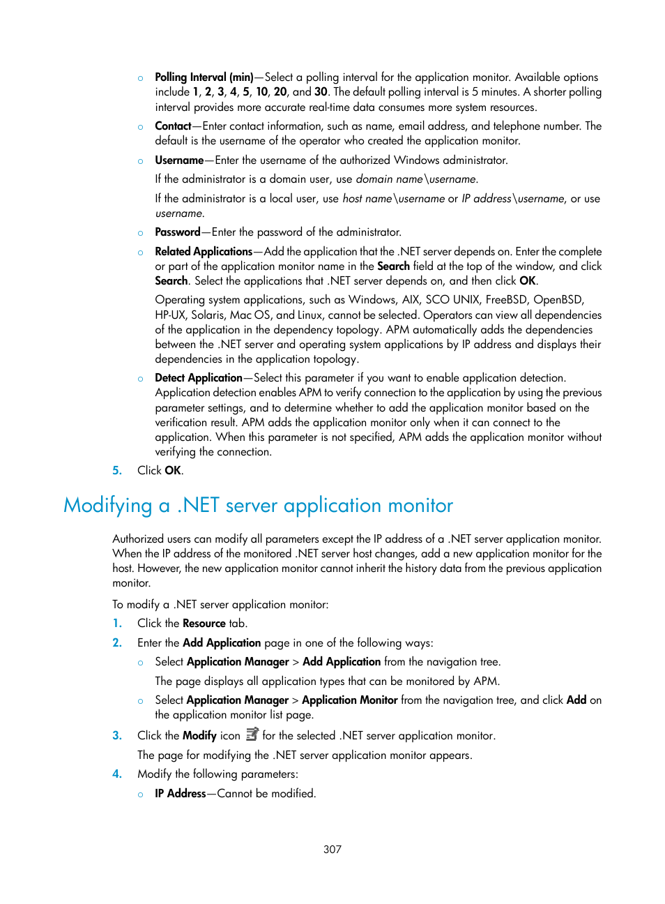 Modifying a .net server application monitor | H3C Technologies H3C Intelligent Management Center User Manual | Page 321 / 740