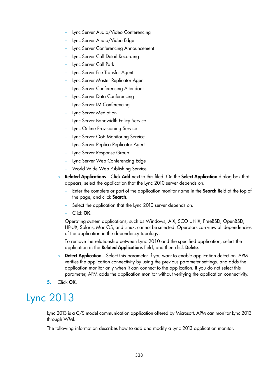 Lync 2013 | H3C Technologies H3C Intelligent Management Center User Manual | Page 352 / 740