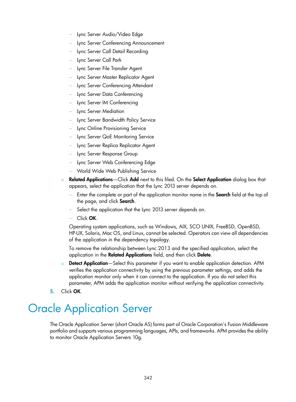Oracle application server | H3C Technologies H3C Intelligent Management Center User Manual | Page 356 / 740