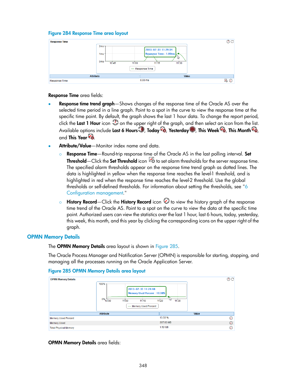 Opmn memory details | H3C Technologies H3C Intelligent Management Center User Manual | Page 362 / 740