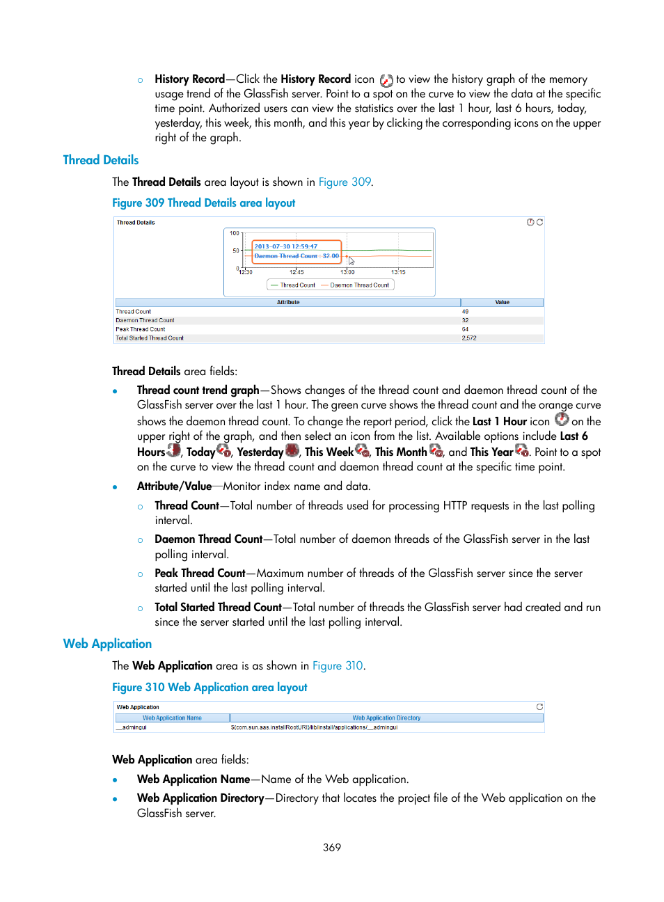 Thread details, Web application | H3C Technologies H3C Intelligent Management Center User Manual | Page 383 / 740