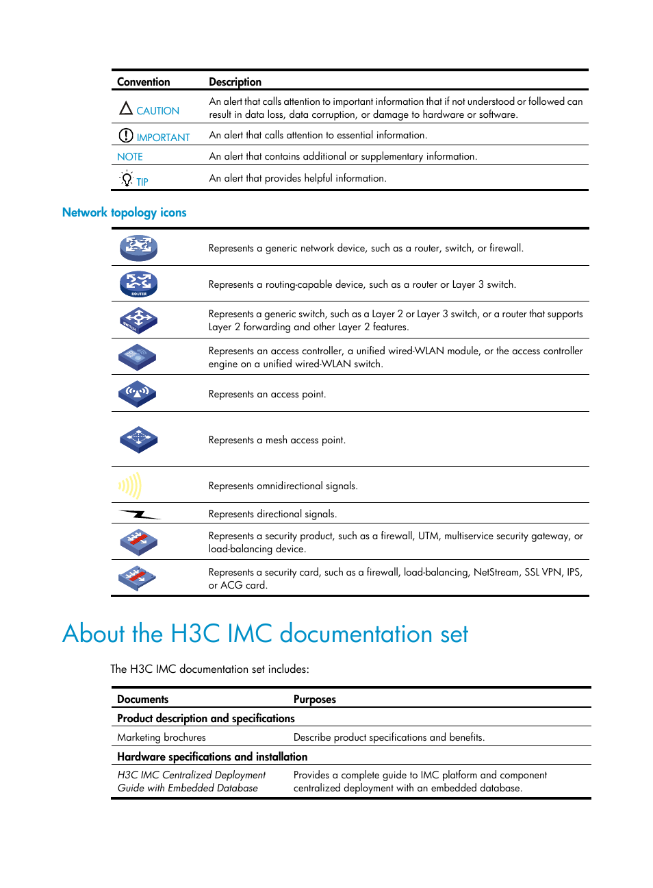 About the h3c imc documentation set | H3C Technologies H3C Intelligent Management Center User Manual | Page 4 / 740