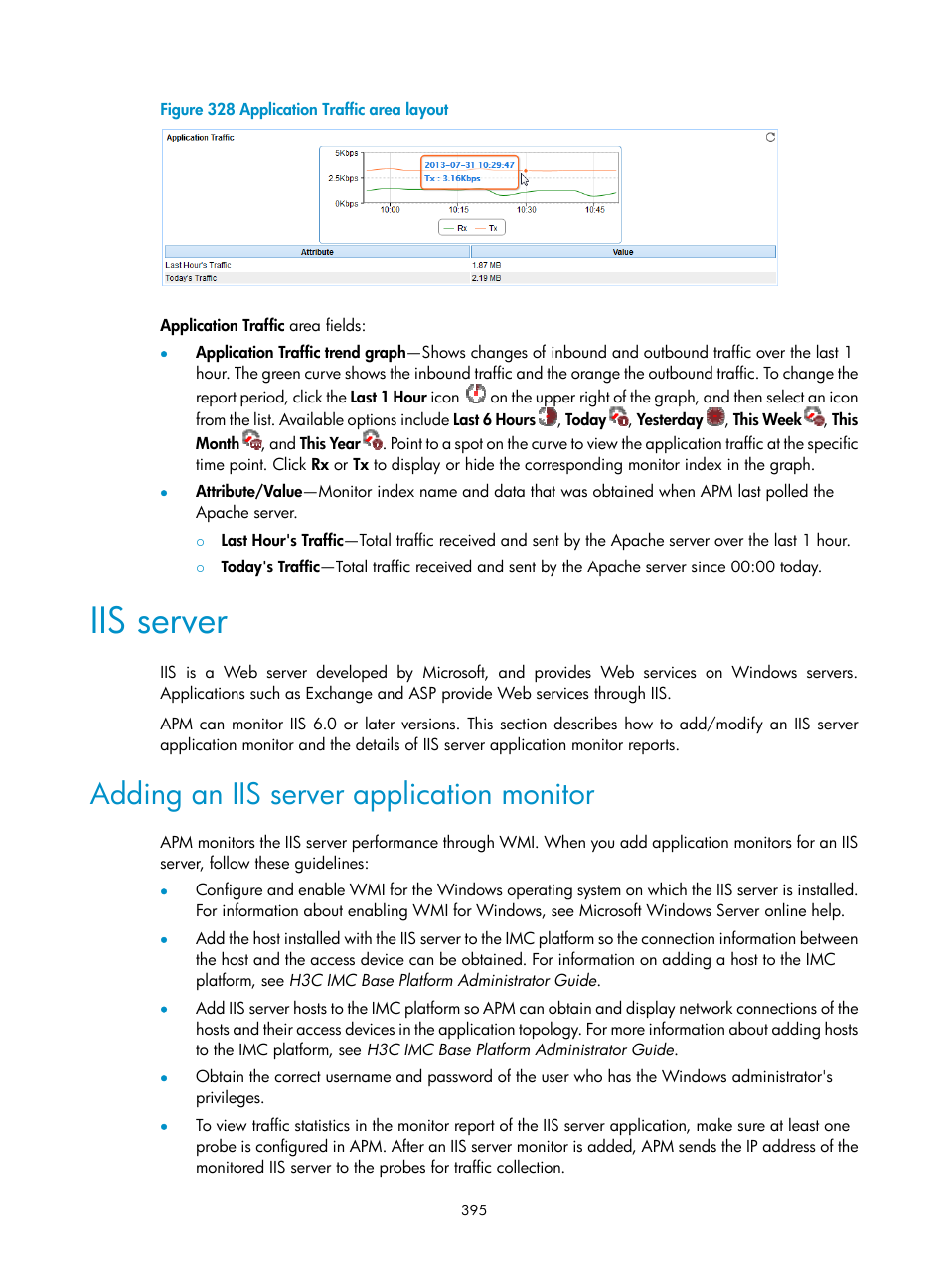 Iis server, Adding an iis server application monitor, Figure 328 | H3C Technologies H3C Intelligent Management Center User Manual | Page 409 / 740