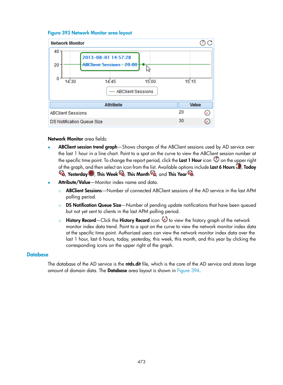 Database | H3C Technologies H3C Intelligent Management Center User Manual | Page 487 / 740
