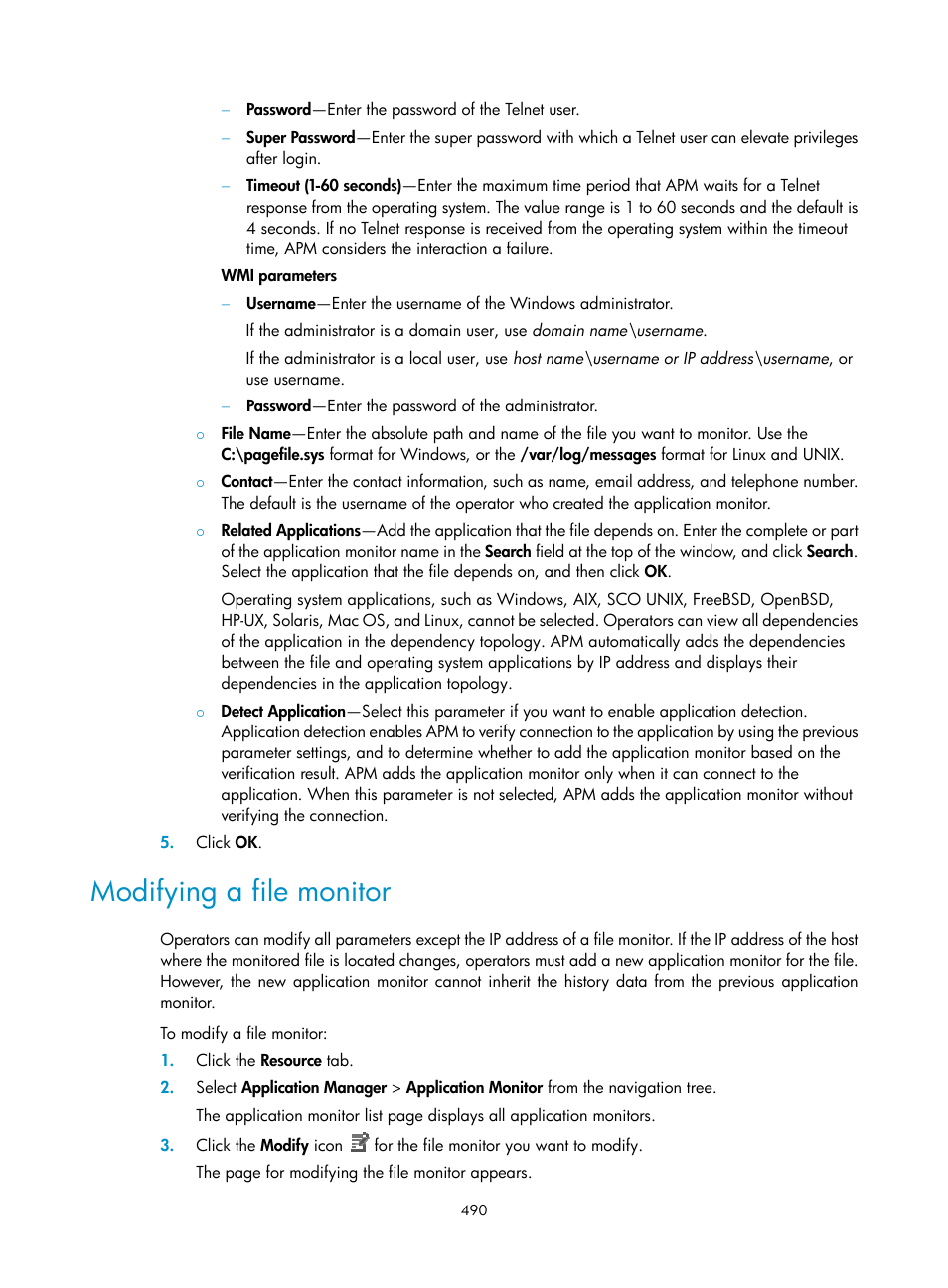 Modifying a file monitor | H3C Technologies H3C Intelligent Management Center User Manual | Page 504 / 740