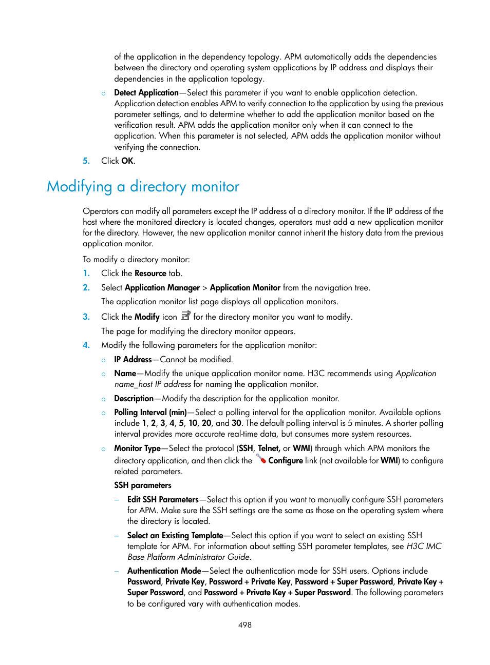 Modifying a directory monitor | H3C Technologies H3C Intelligent Management Center User Manual | Page 512 / 740