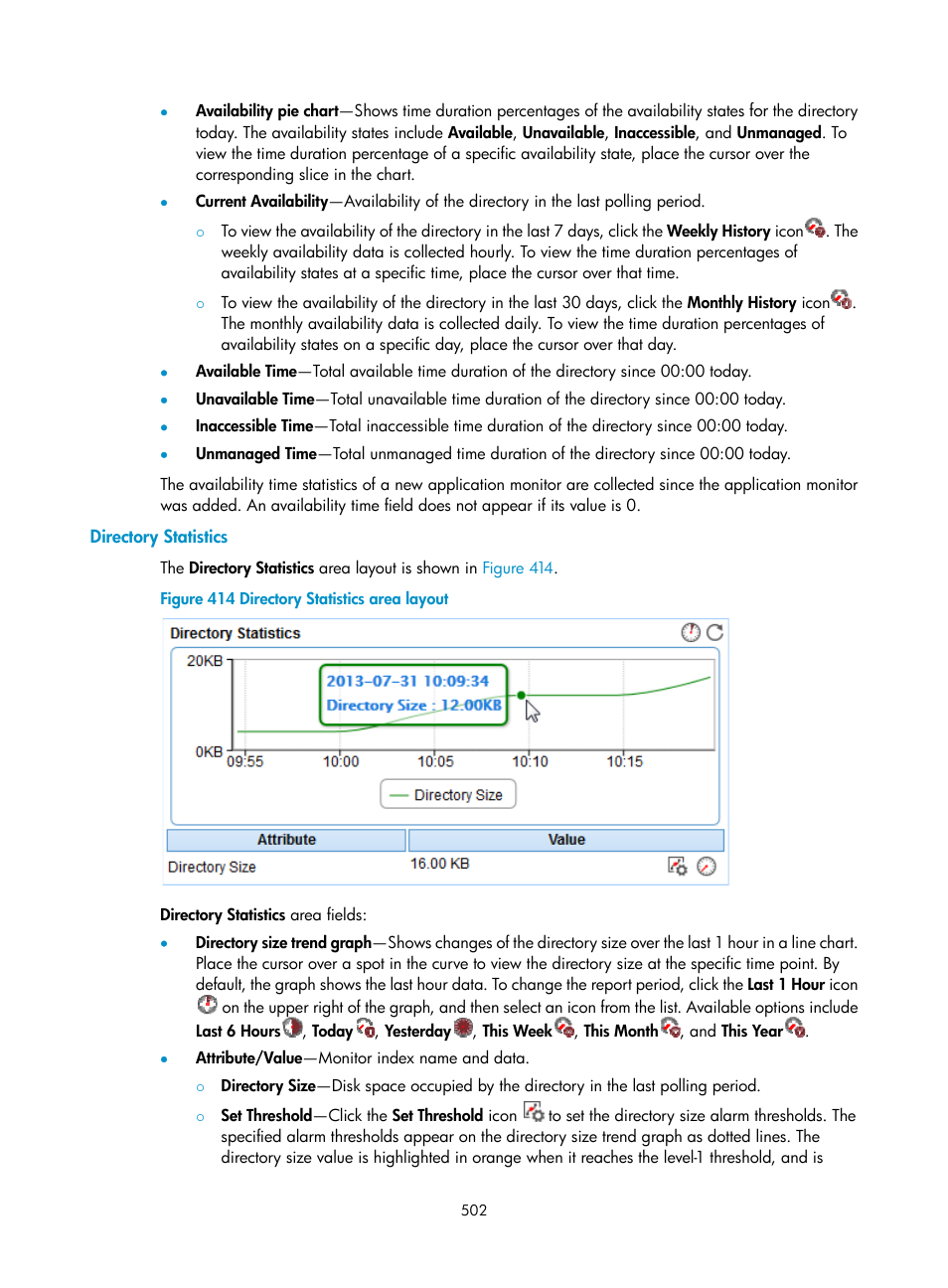 Directory statistics | H3C Technologies H3C Intelligent Management Center User Manual | Page 516 / 740