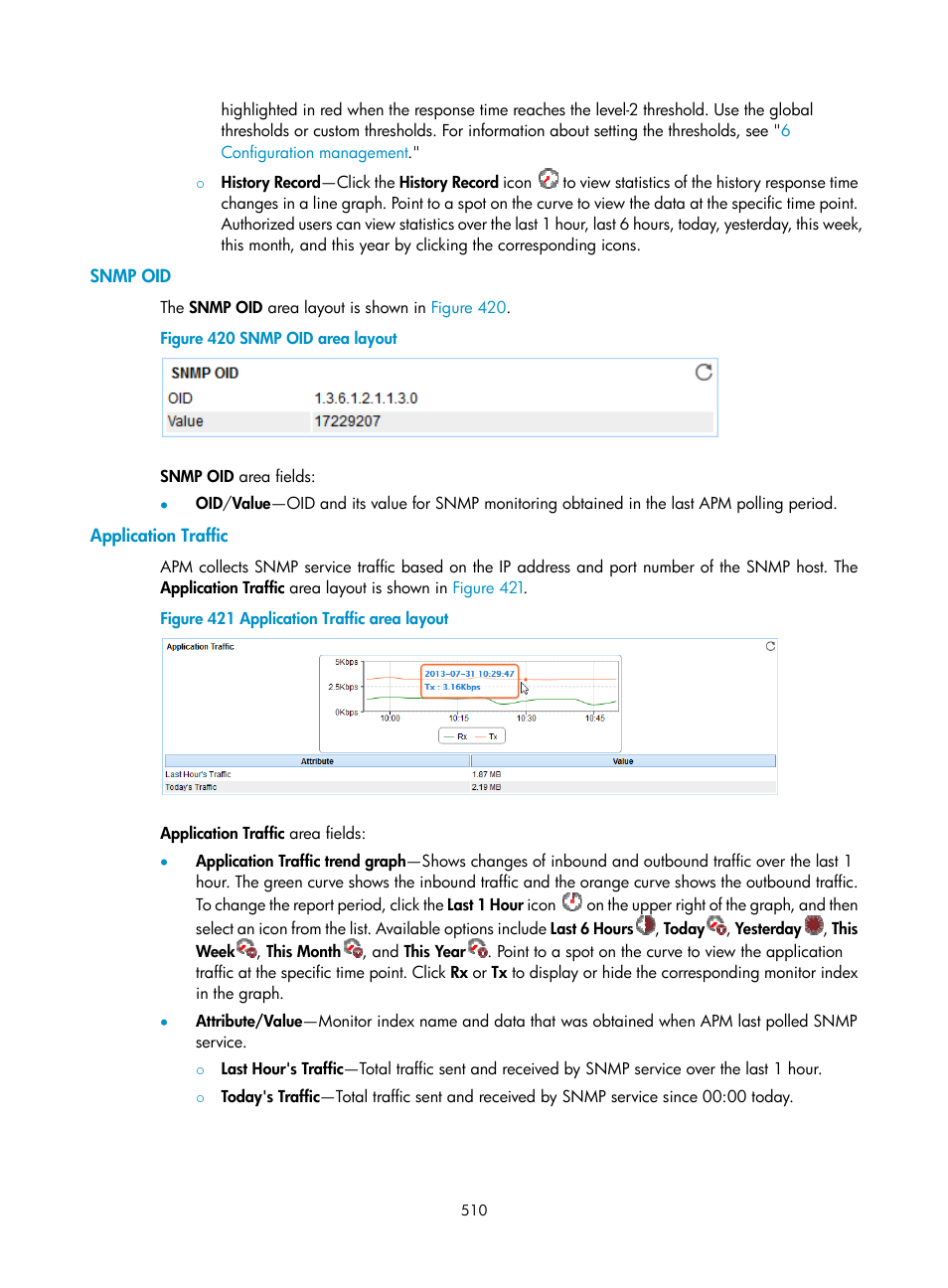 Snmp oid, Application traffic | H3C Technologies H3C Intelligent Management Center User Manual | Page 524 / 740