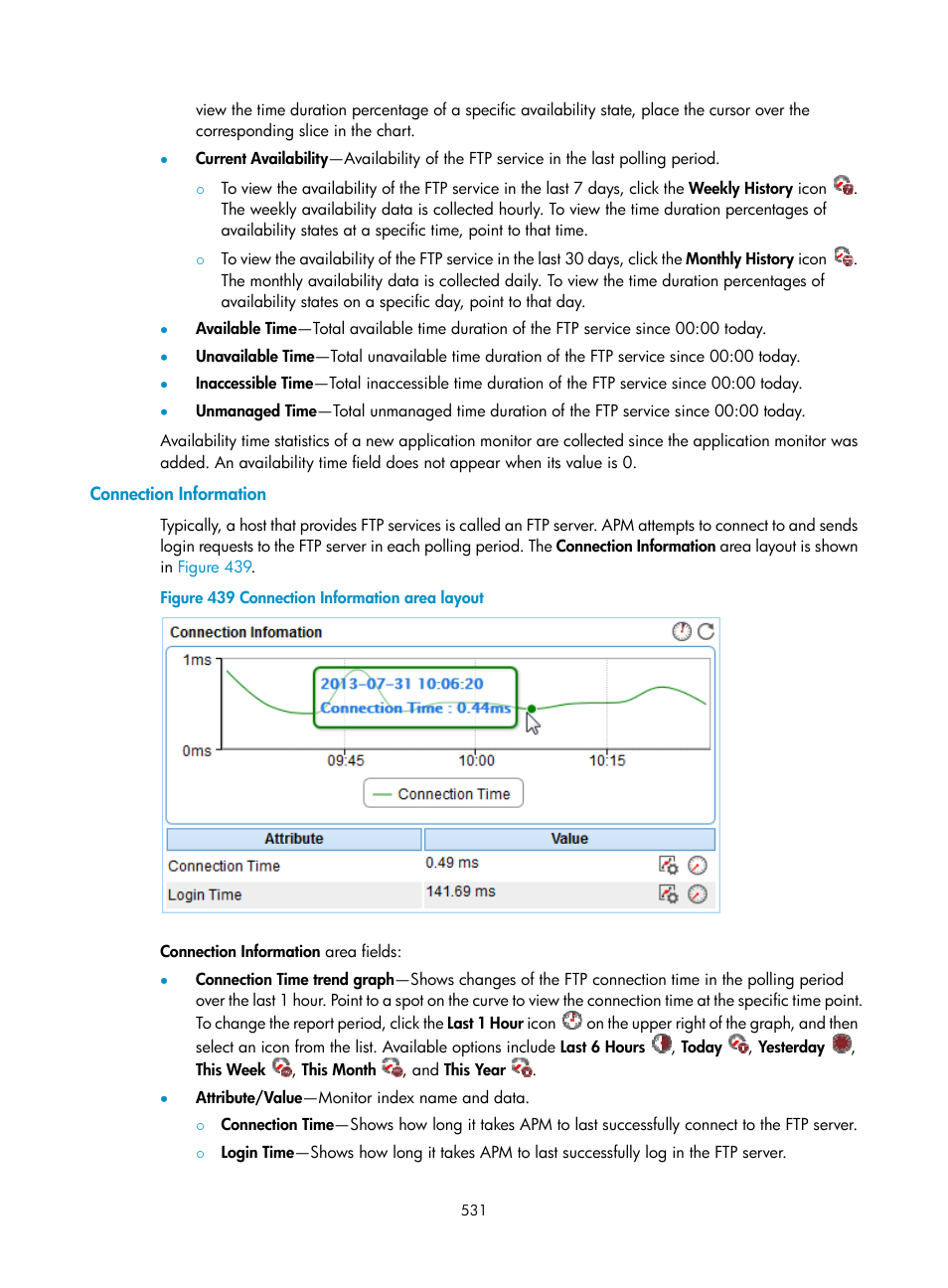 Connection information | H3C Technologies H3C Intelligent Management Center User Manual | Page 545 / 740