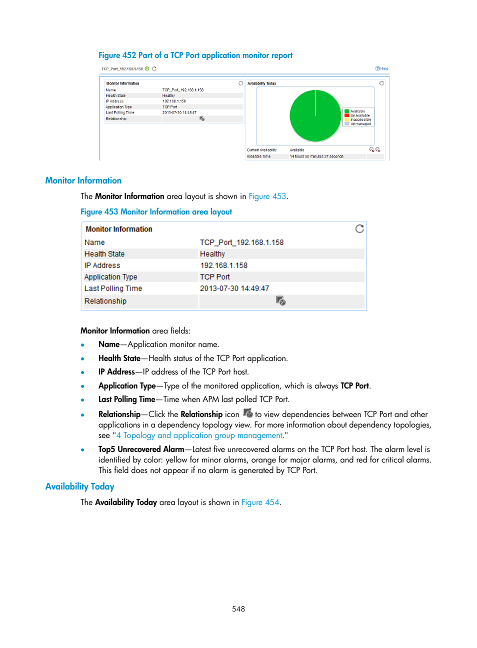 Monitor information, Availability today, Figure 452 | H3C Technologies H3C Intelligent Management Center User Manual | Page 562 / 740