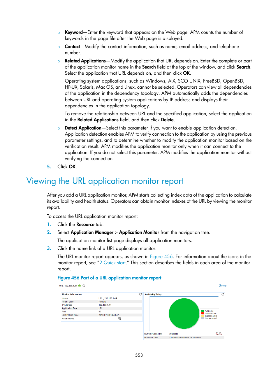 Viewing the url application monitor report | H3C Technologies H3C Intelligent Management Center User Manual | Page 567 / 740