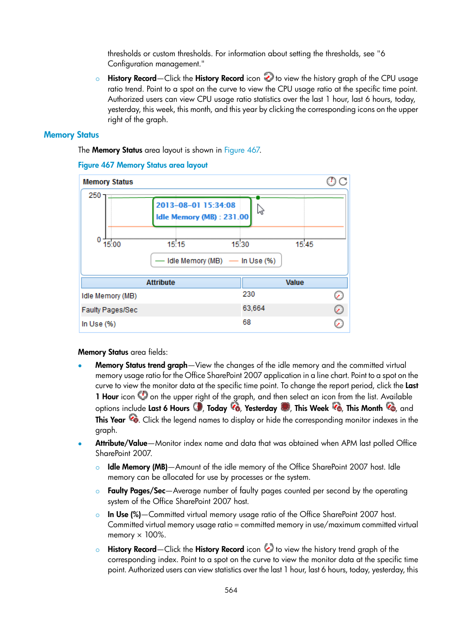 Memory status | H3C Technologies H3C Intelligent Management Center User Manual | Page 578 / 740