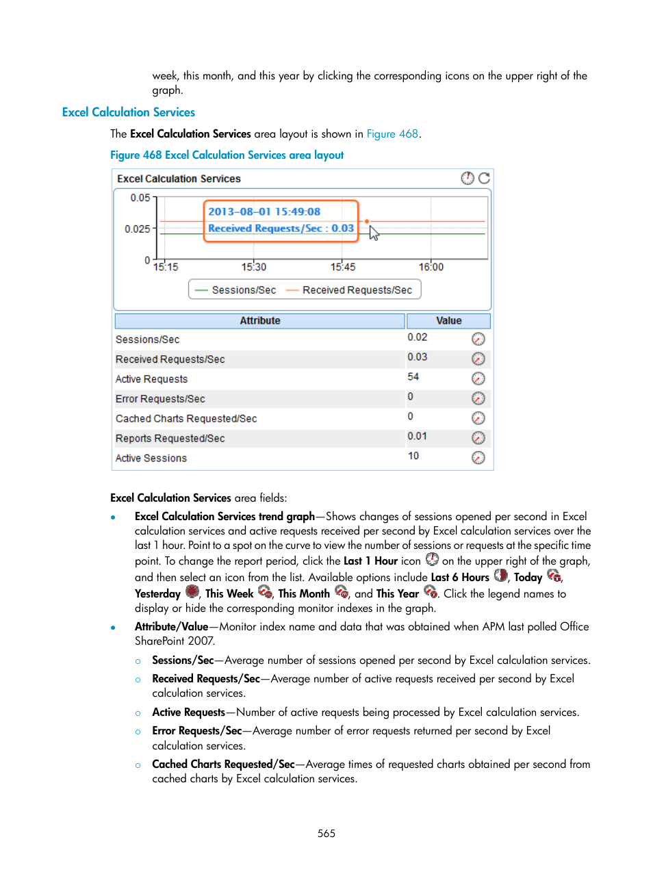 Excel calculation services | H3C Technologies H3C Intelligent Management Center User Manual | Page 579 / 740