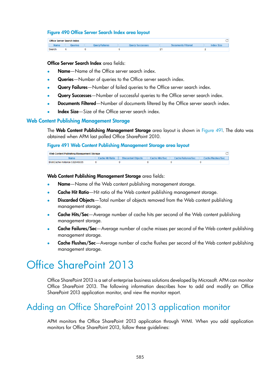 Web content publishing management storage, Office sharepoint 2013 | H3C Technologies H3C Intelligent Management Center User Manual | Page 599 / 740