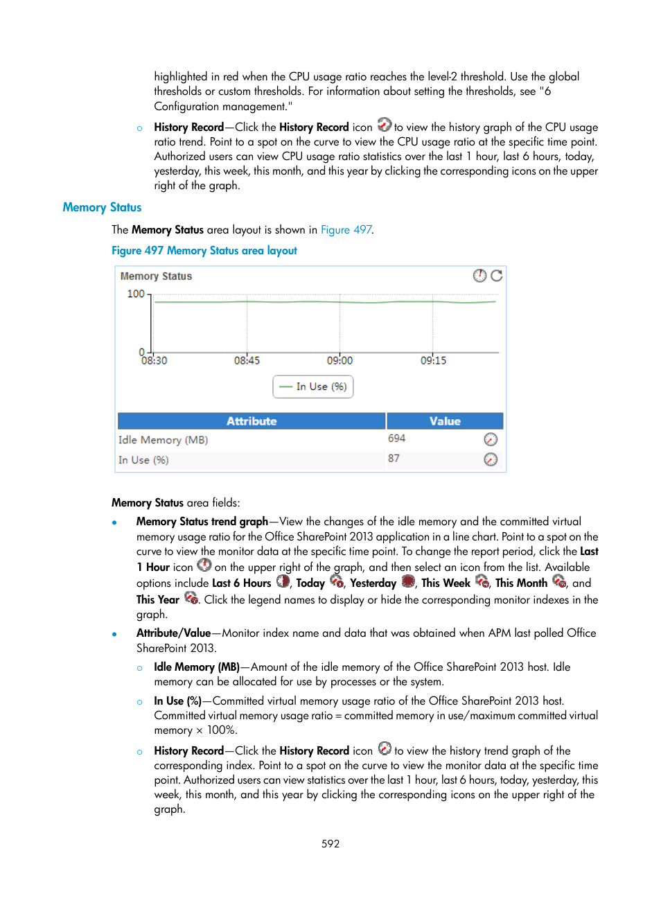 Memory status | H3C Technologies H3C Intelligent Management Center User Manual | Page 606 / 740