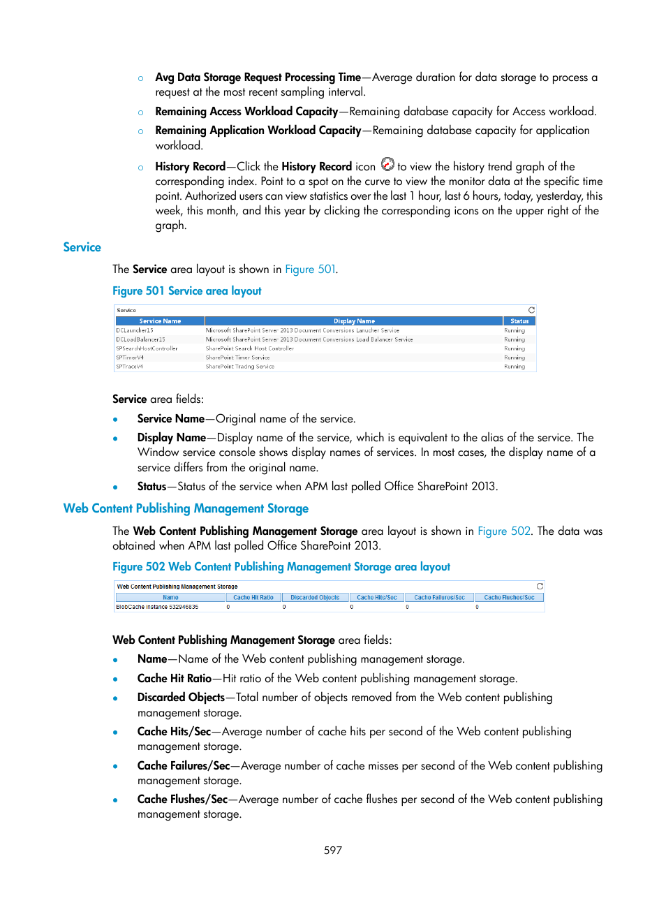 Service, Web content publishing management storage | H3C Technologies H3C Intelligent Management Center User Manual | Page 611 / 740