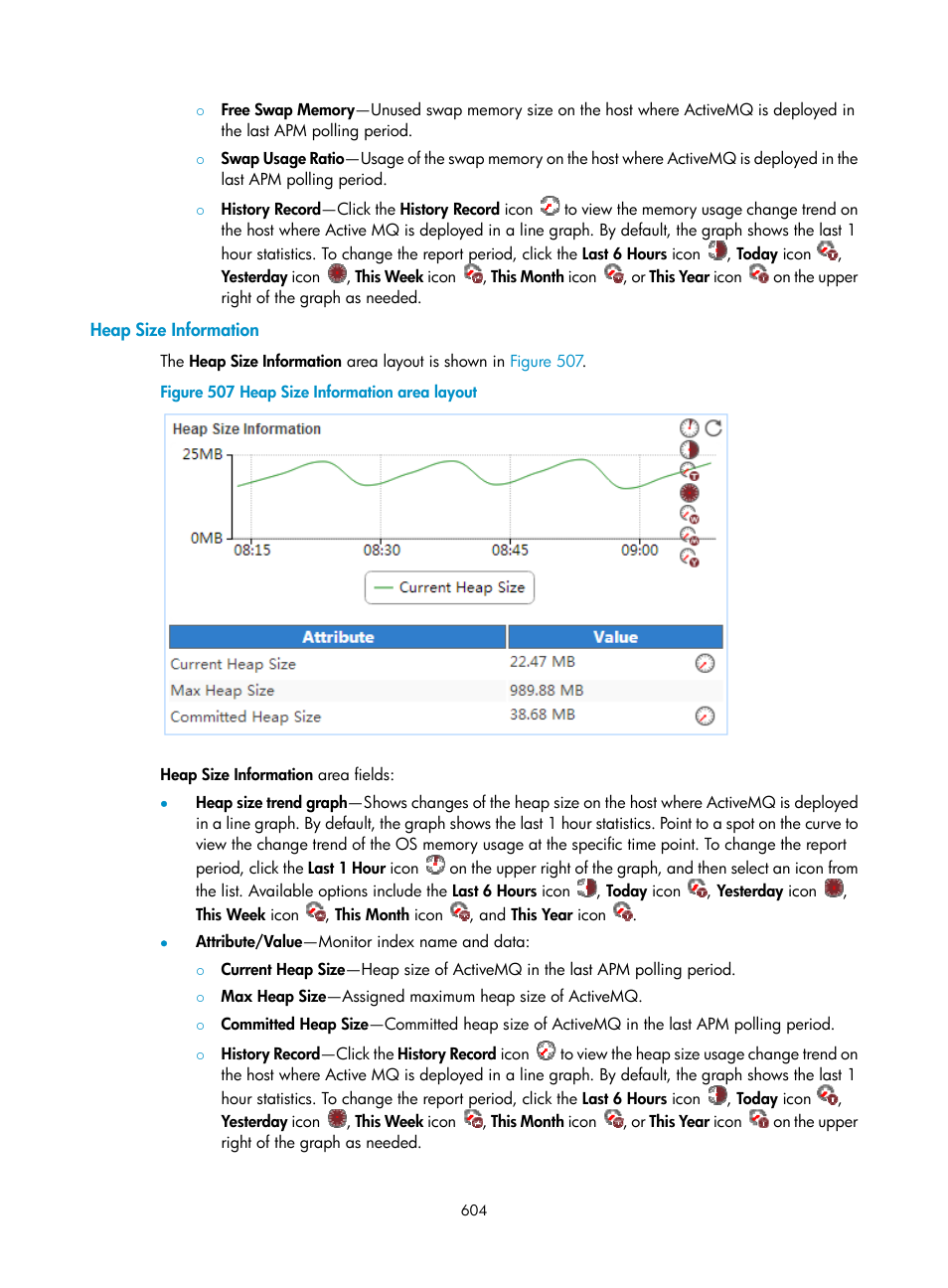 Heap size information | H3C Technologies H3C Intelligent Management Center User Manual | Page 618 / 740